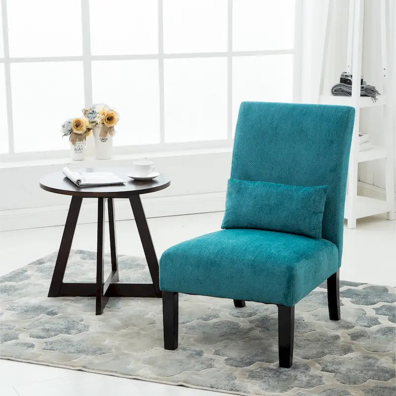 Fauteuil d'appoint sans accoudoirs en chenille Porch &amp; Den Vista avec coussin lombaire