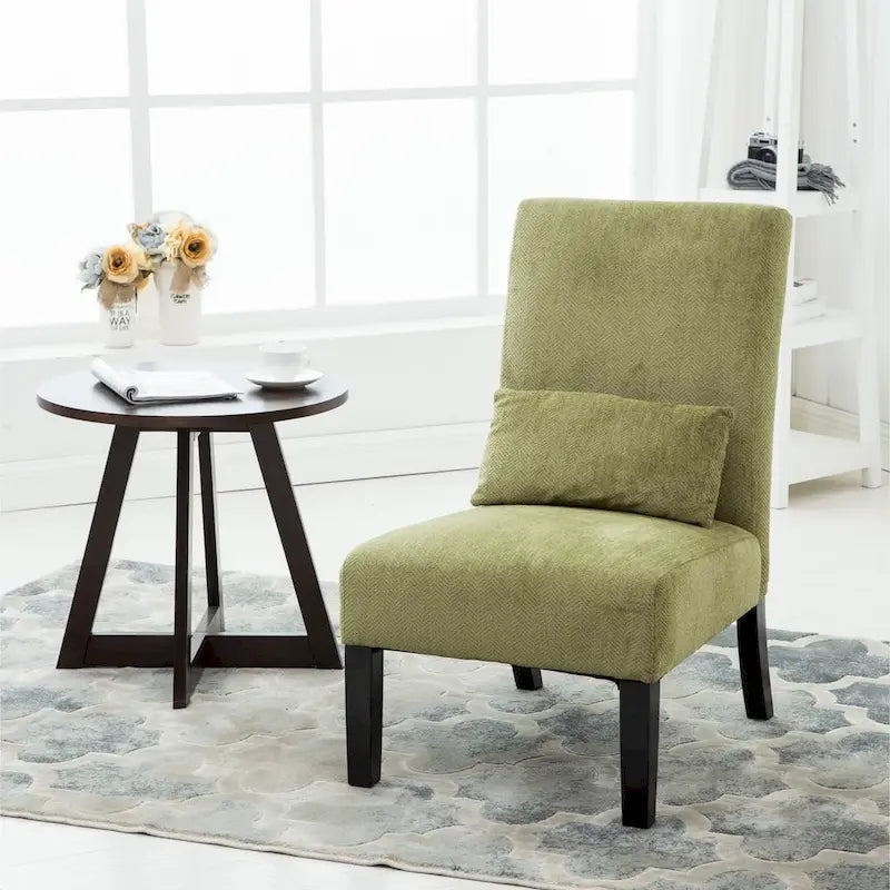 Fauteuil d'appoint sans accoudoirs en chenille Porch &amp; Den Vista avec coussin lombaire