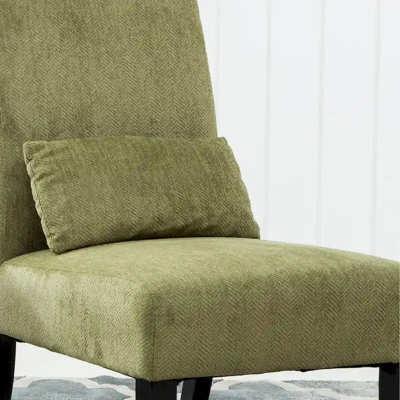 Fauteuil d'appoint sans accoudoirs en chenille Porch &amp; Den Vista avec coussin lombaire