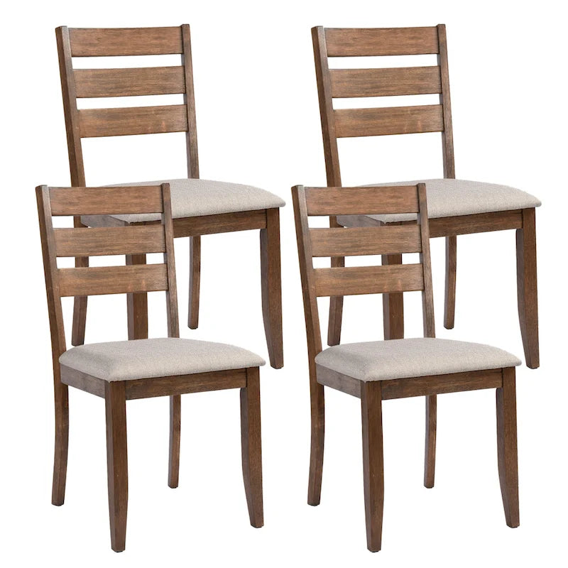 Ensemble de 4 chaises de salle à manger en bois à dossier à lattes