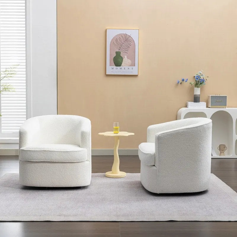 SEYNAR Fauteuil club pivotant à 360° en tissu bouclé moderne (lot de 2)