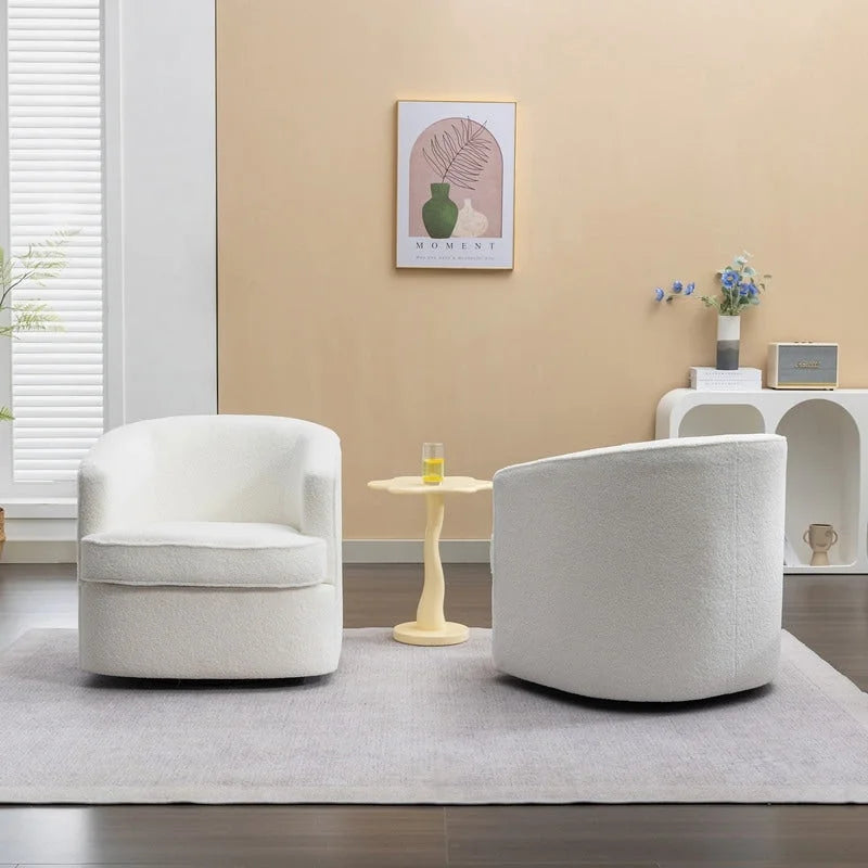 SEYNAR Fauteuil club pivotant à 360° en tissu bouclé moderne (lot de 2)