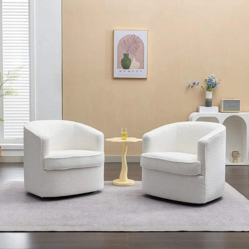 SEYNAR Fauteuil club pivotant à 360° en tissu bouclé moderne (lot de 2)