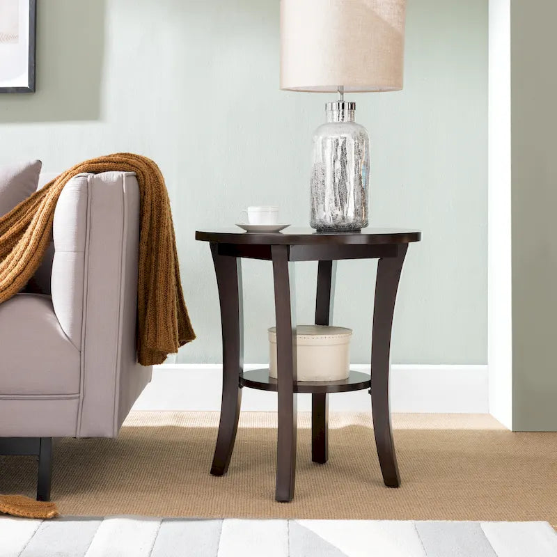 Table d'appoint ronde Leick Home avec étagère