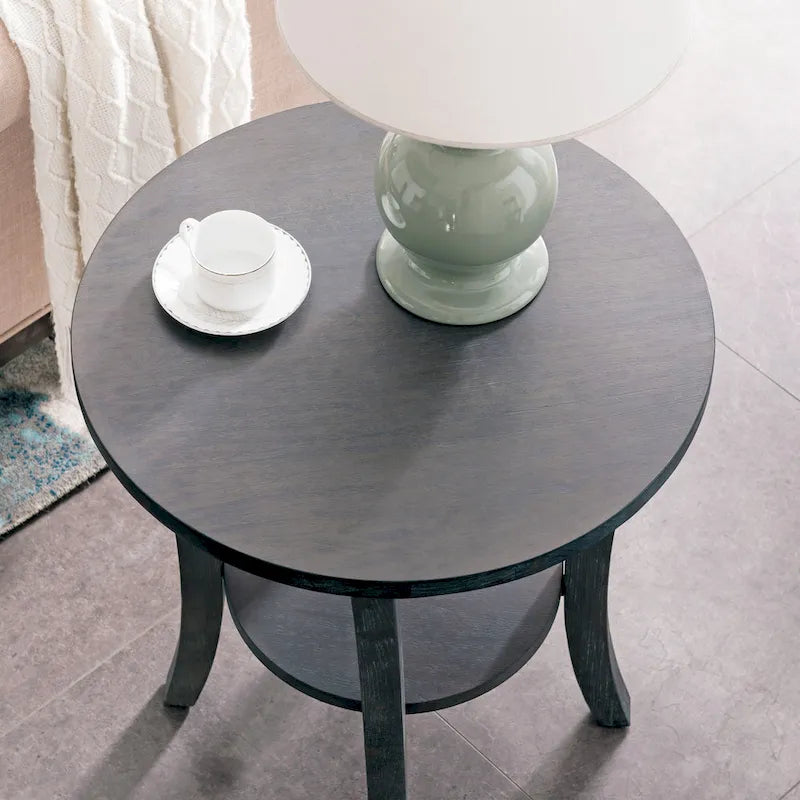 Table d'appoint ronde Leick Home avec étagère