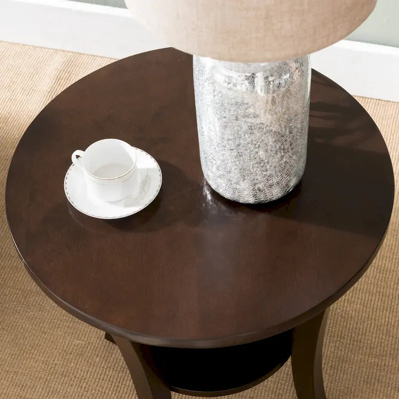 Table d'appoint ronde Leick Home avec étagère