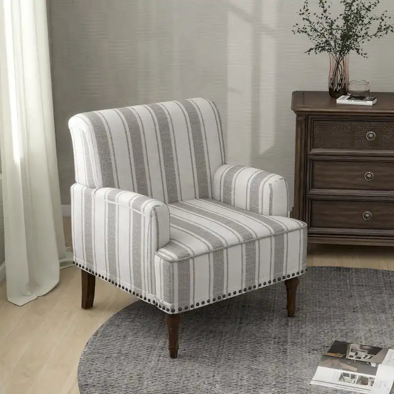 Fauteuils d'appoint modernes à rayures avec accoudoirs