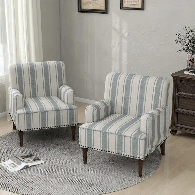 Fauteuils d'appoint modernes à rayures avec accoudoirs