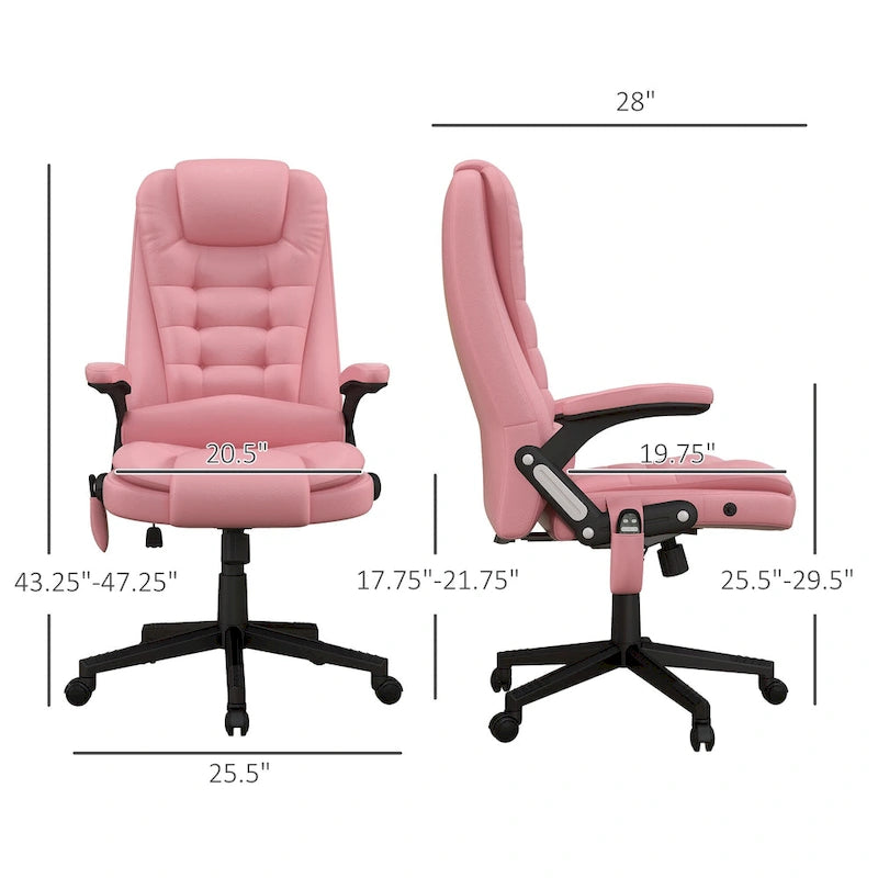 Fauteuil de bureau massant à dossier haut HOMCOM avec 6 points de vibration, chauffant et inclinable, revêtu de cuir PU.