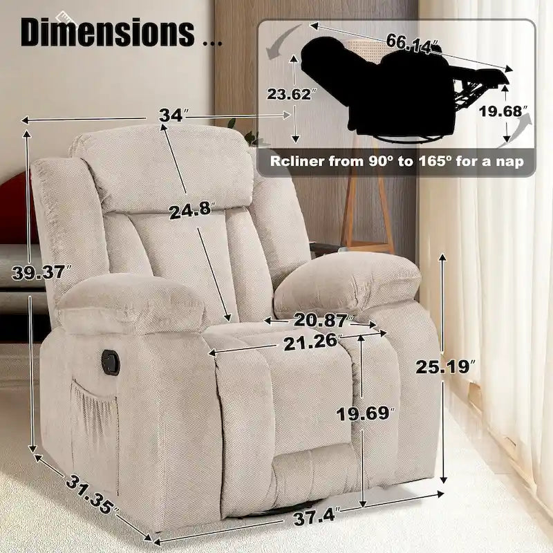 Fauteuil inclinable rembourré à bascule et pivotant
