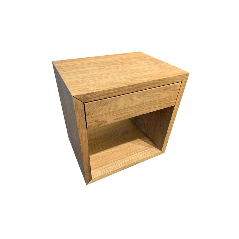 Table de chevet suspendue scandinave avec tiroir, chêne massif - Table d'appoint pour chambre