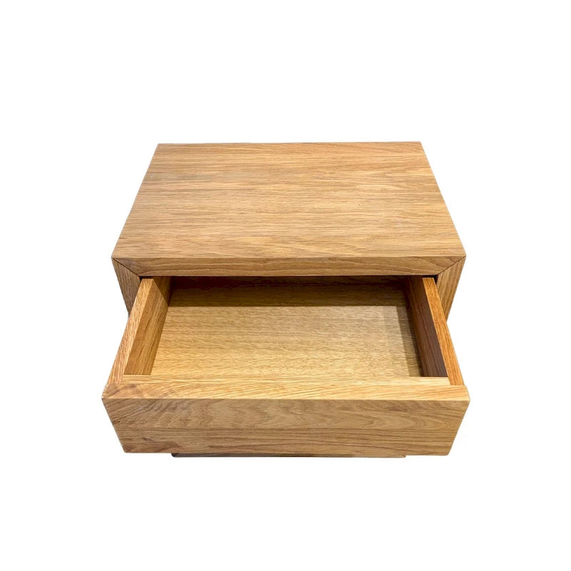 Table de chevet suspendue scandinave avec tiroir, chêne massif - Table d'appoint pour chambre