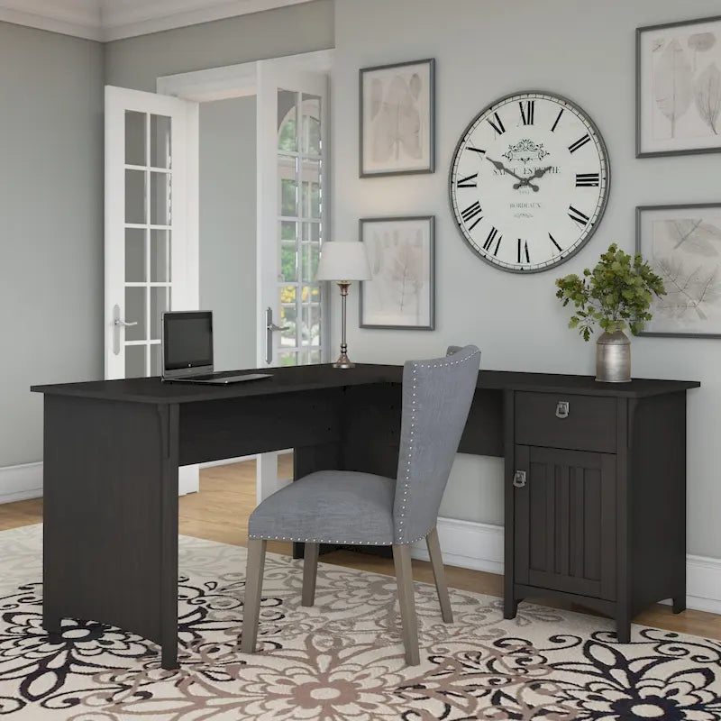 Bureau en L Salinas 60W de Bush Furniture avec tiroirs et rangement