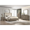 Linette 6 Piece Grey Contemporary Solid Wood And Veneers Fabric Panel Upholstered Bedroom Set