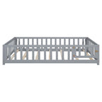 Lit plateforme en bois pleine grandeur avec barrière et porte pour enfants