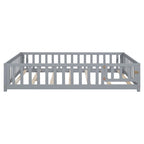 Lit plateforme en bois pleine grandeur avec barrière et porte pour enfants