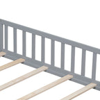 Lit plateforme en bois pleine grandeur avec barrière et porte pour enfants