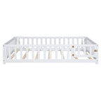 Lit plateforme en bois pleine grandeur avec barrière et porte pour enfants