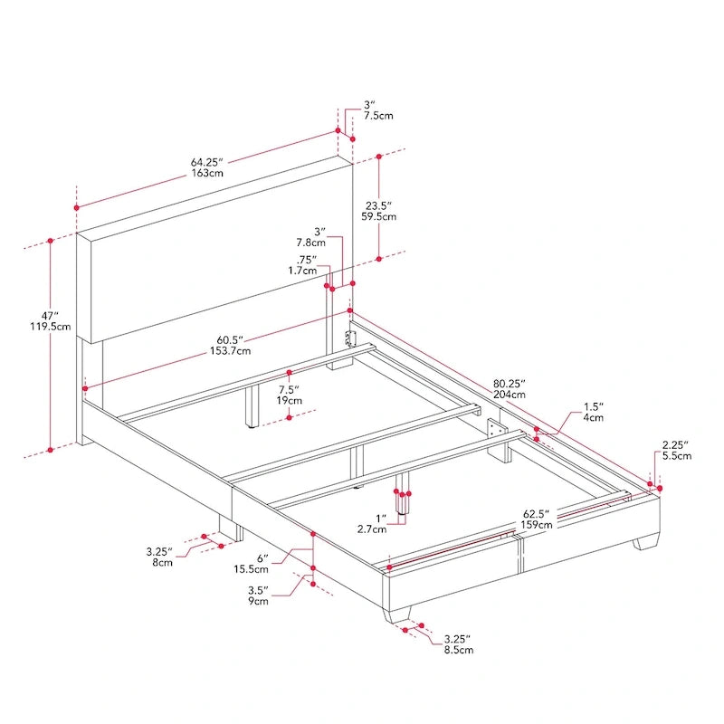 Lit queen moderne rembourré Nova, sommier requis
