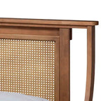 Lit plateforme Jamila moderne en rotin synthétique - Brun noyer