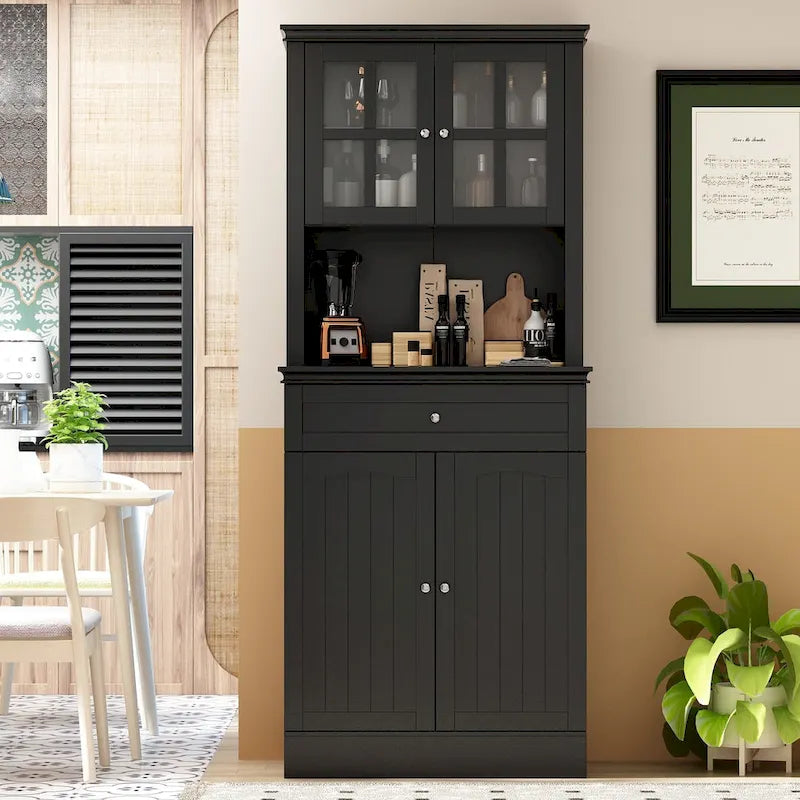 Meuble de cuisine vertical avec grand espace ouvert pour micro-ondes - 30 po L x 69,3 po H