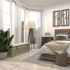 Banc en métal gris et tissu de 18 pouces