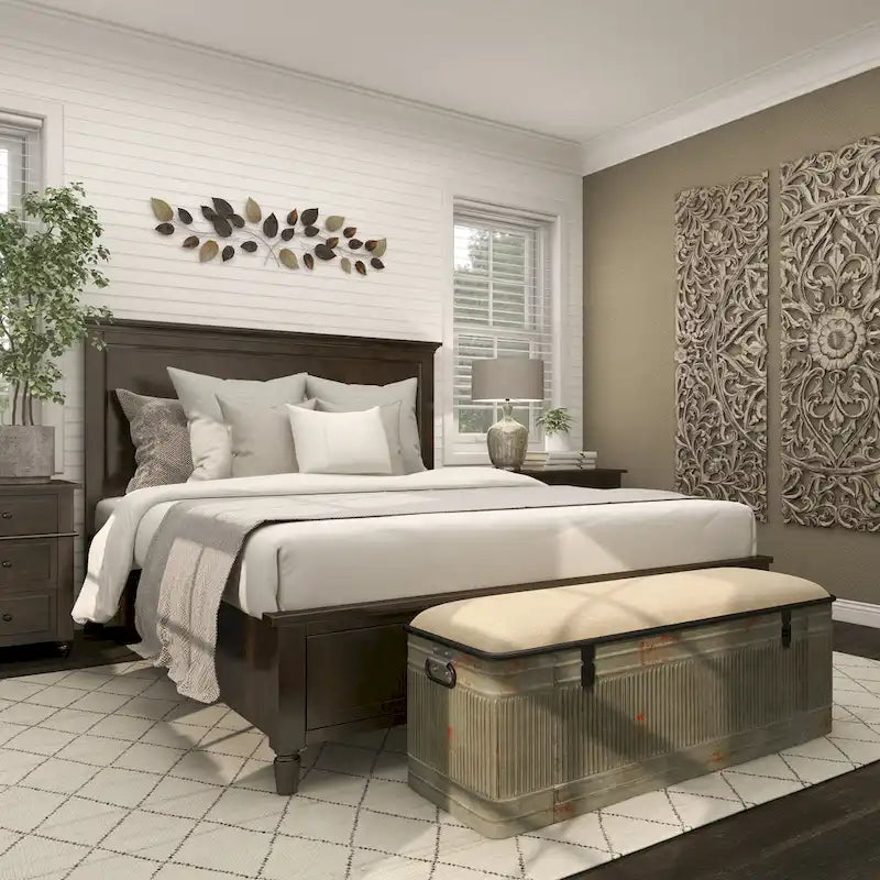 Banc en métal gris et tissu de 18 pouces