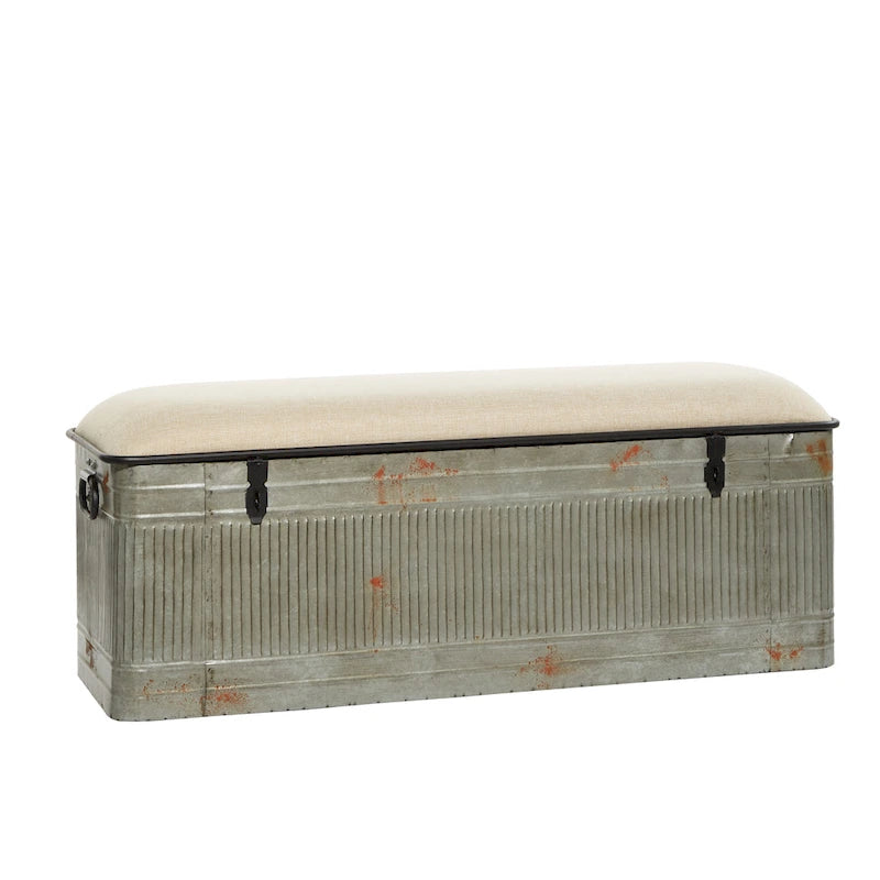 Banc en métal gris et tissu de 18 pouces