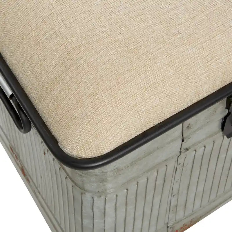 Banc en métal gris et tissu de 18 pouces