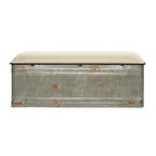 Banc en métal gris et tissu de 18 pouces