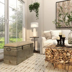 Banc en métal gris et tissu de 18 pouces