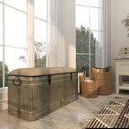 Banc en métal gris et tissu de 18 pouces