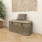 Banc en métal gris et tissu de 18 pouces