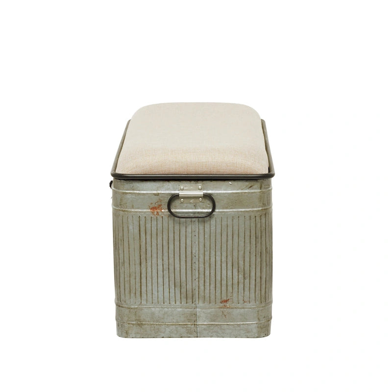 Banc en métal gris et tissu de 18 pouces