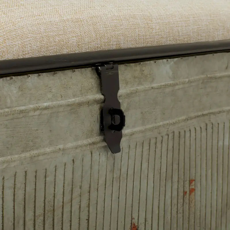 Banc en métal gris et tissu de 18 pouces