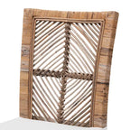 Chaise de salle à manger Laluna style bohème moderne en rotin et acajou avec coussin