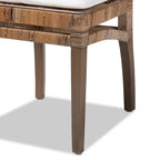 Chaise de salle à manger Laluna style bohème moderne en rotin et acajou avec coussin