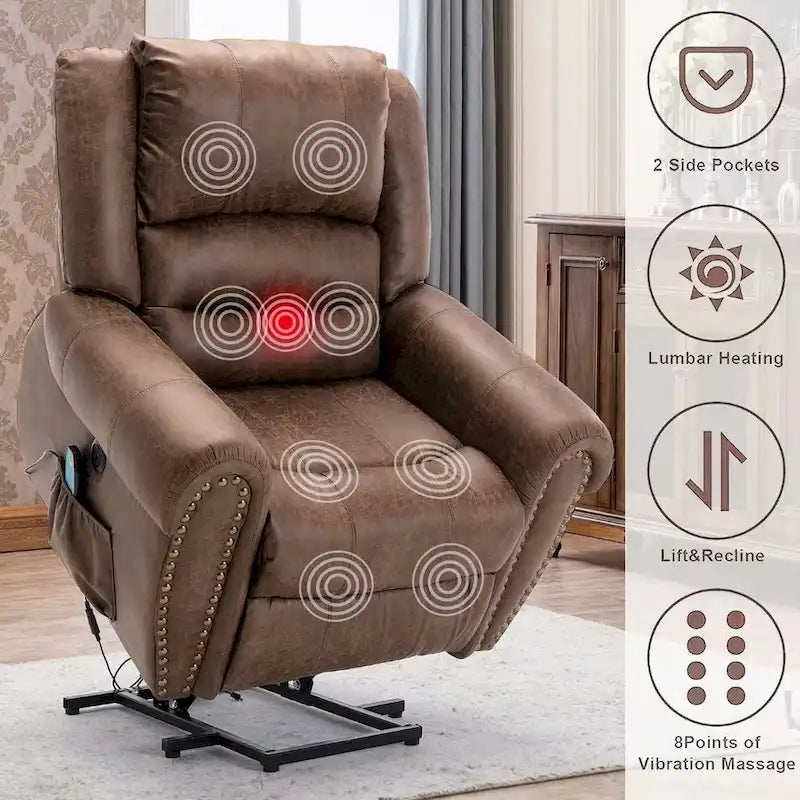 Fauteuil inclinable électrique Rivet respirant avec fonction massage, chauffage et port USB