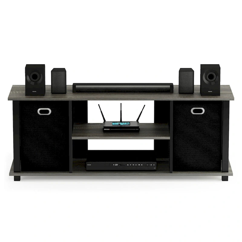 Meuble TV Porch &amp; Den Tompkins en MDF noir avec bacs de rangement