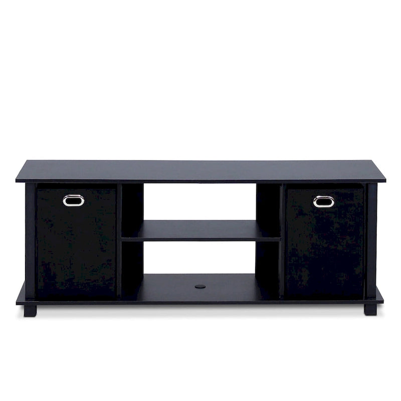 Meuble TV Porch &amp; Den Tompkins en MDF noir avec bacs de rangement