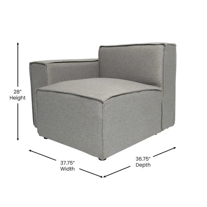 Canapé d'angle modulaire contemporain, fauteuil gauche avec accoudoir