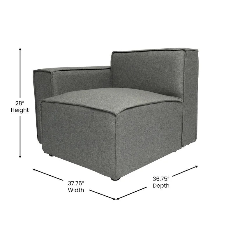 Canapé d'angle modulaire contemporain, fauteuil gauche avec accoudoir