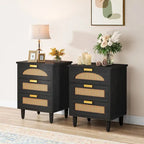 Table de chevet 50 cm (20 pouces), meuble de rangement en bois à 3 tiroirs pour chambre à coucher, verte