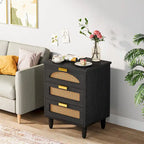 Table de chevet 50 cm (20 pouces), meuble de rangement en bois à 3 tiroirs pour chambre à coucher, verte