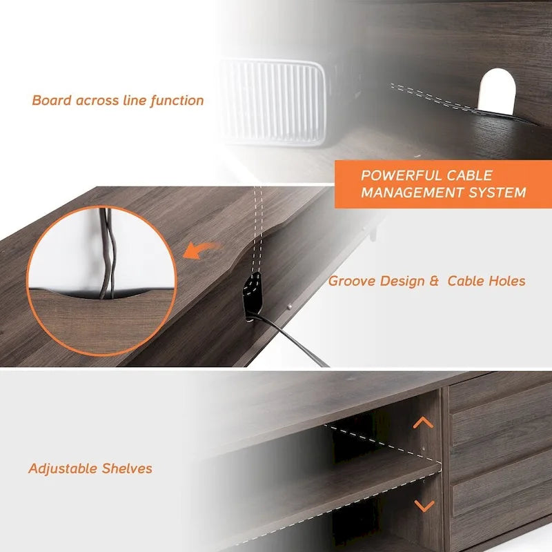 Meuble TV WAMPAT style Mid-Century en bois pour téléviseurs jusqu'à 55 à 42 pouces