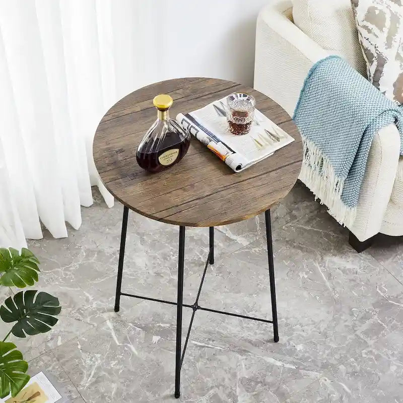 Taomika, Table de bar ronde style bistro - Marron/Noir/Café/Érable - Quatre couleurs