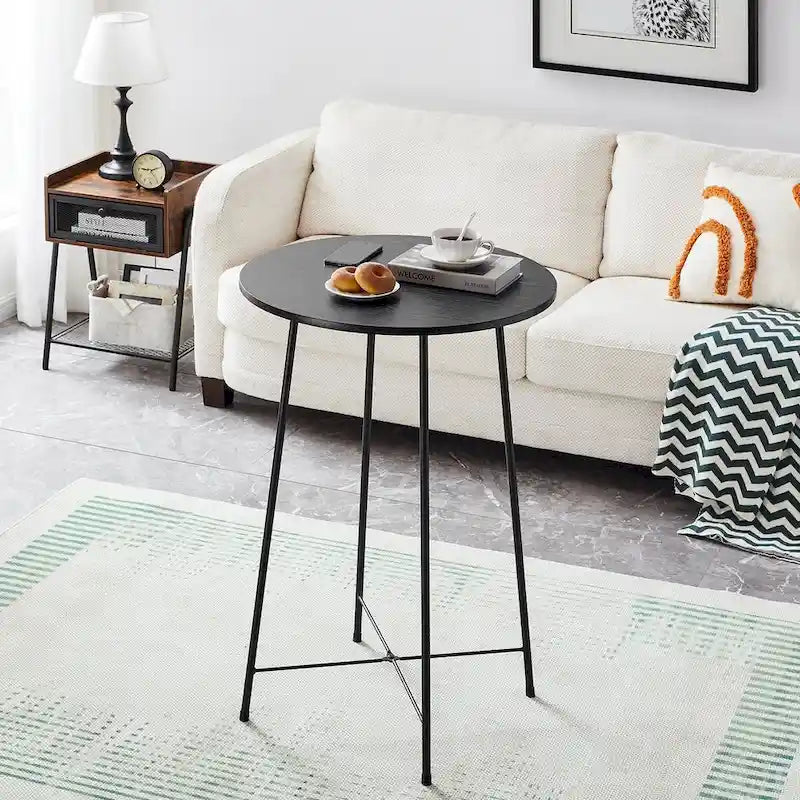 Taomika, Table de bar ronde style bistro - Marron/Noir/Café/Érable - Quatre couleurs