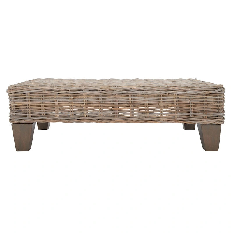Banc en osier naturel lavé SAFAVIEH Caron - 41 cm L x 28 cm P x 12 cm H
