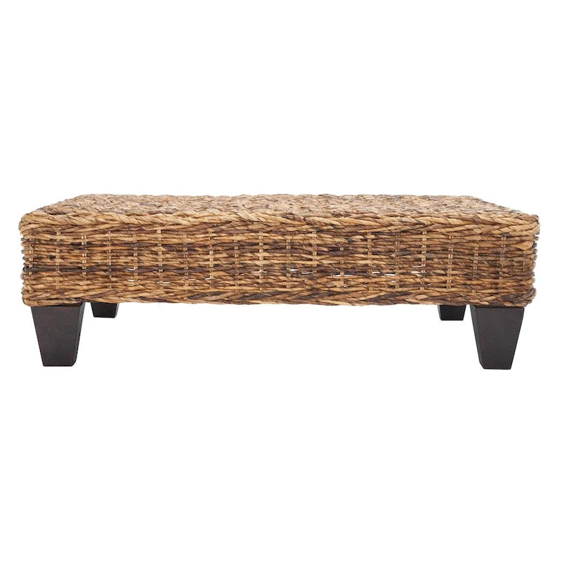 Banc en osier naturel lavé SAFAVIEH Caron - 41 cm L x 28 cm P x 12 cm H