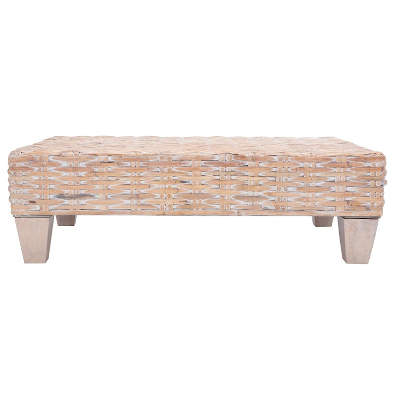 Banc en osier naturel lavé SAFAVIEH Caron - 41 cm L x 28 cm P x 12 cm H
